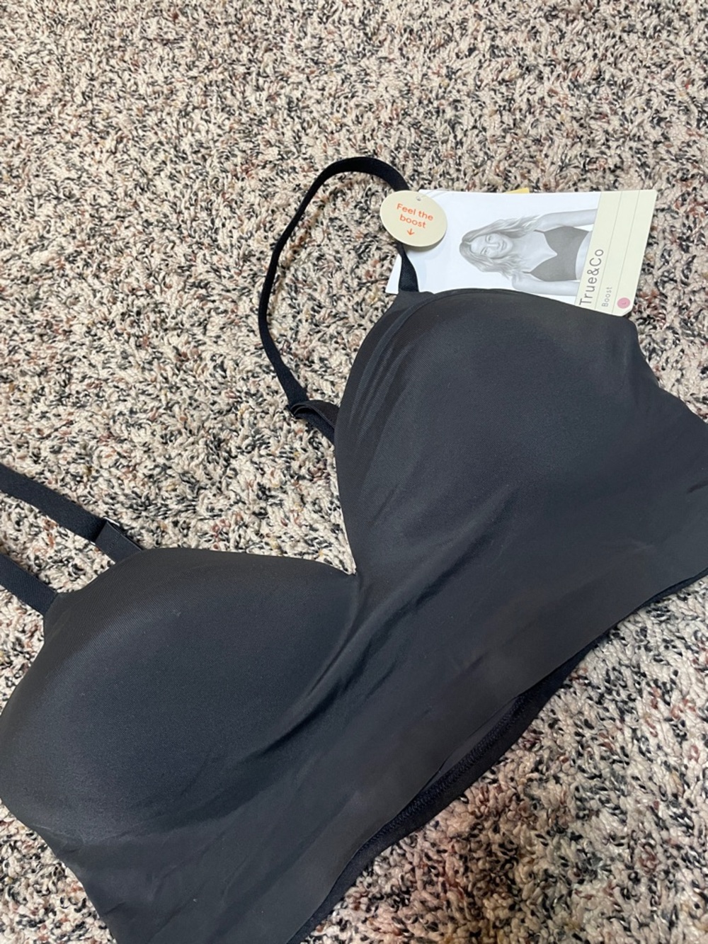 True & Co. Seamless Black Wireless Light-Support Push Up Bra Size L | NWT - Picture 2 of 6